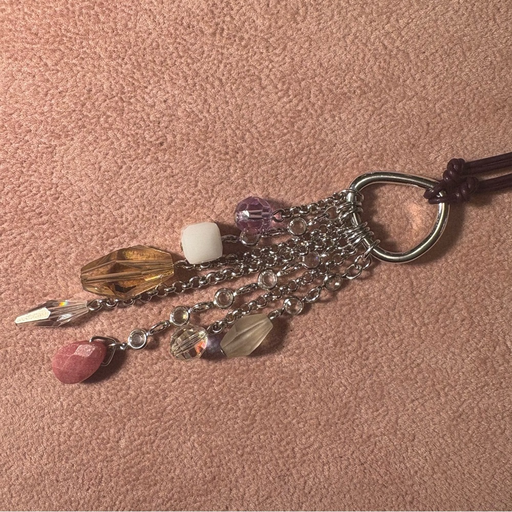 Swarovski Silver toned Beaded Charm Necklace
